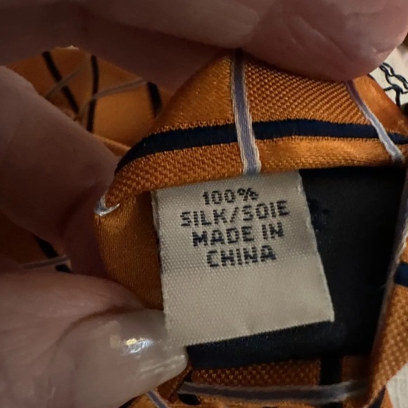 Izod Men’s Silk Tie Orange Blue Gray Excellent - Picture 4 of 7